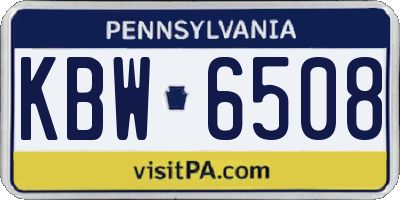 PA license plate KBW6508