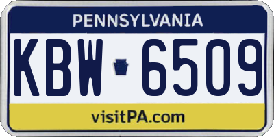 PA license plate KBW6509