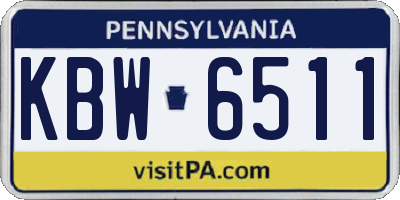 PA license plate KBW6511