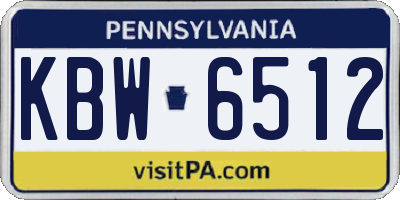 PA license plate KBW6512