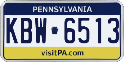 PA license plate KBW6513