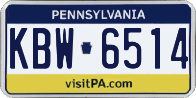 PA license plate KBW6514