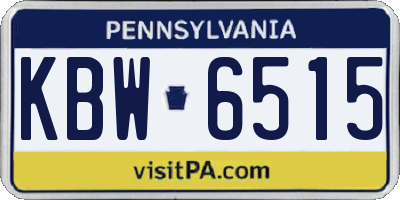 PA license plate KBW6515