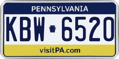 PA license plate KBW6520