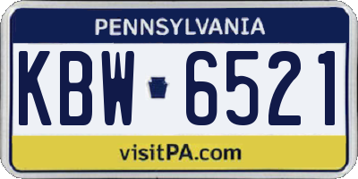 PA license plate KBW6521