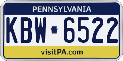 PA license plate KBW6522