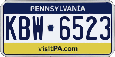 PA license plate KBW6523