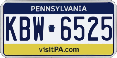 PA license plate KBW6525