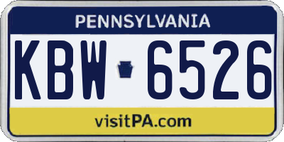 PA license plate KBW6526