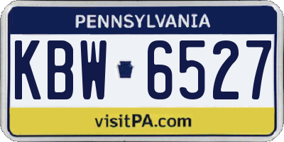 PA license plate KBW6527