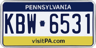 PA license plate KBW6531
