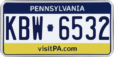 PA license plate KBW6532