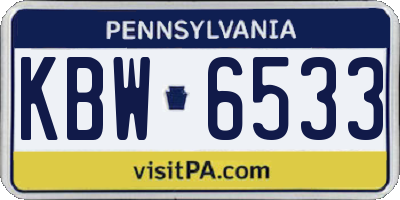 PA license plate KBW6533