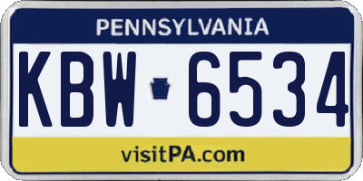 PA license plate KBW6534