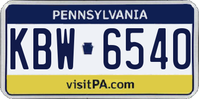 PA license plate KBW6540