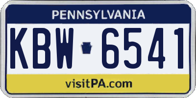 PA license plate KBW6541