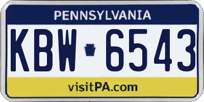 PA license plate KBW6543