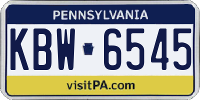PA license plate KBW6545