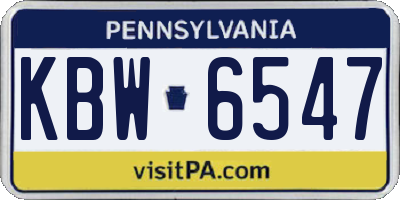 PA license plate KBW6547