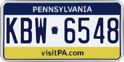 PA license plate KBW6548
