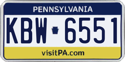 PA license plate KBW6551