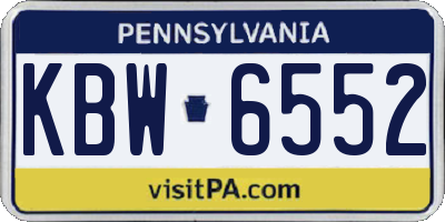PA license plate KBW6552
