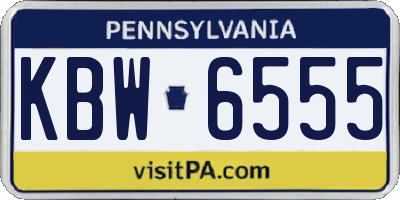 PA license plate KBW6555