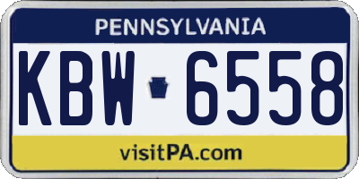 PA license plate KBW6558