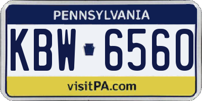PA license plate KBW6560