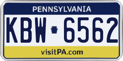 PA license plate KBW6562