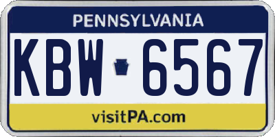 PA license plate KBW6567