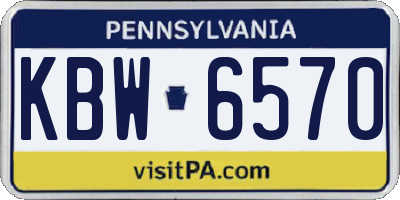 PA license plate KBW6570