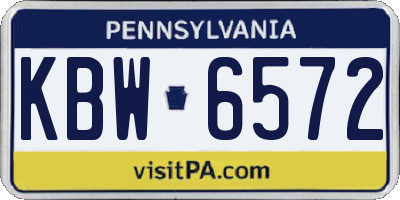 PA license plate KBW6572