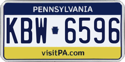 PA license plate KBW6596
