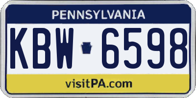 PA license plate KBW6598