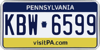 PA license plate KBW6599