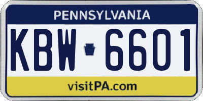 PA license plate KBW6601