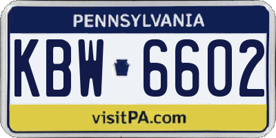 PA license plate KBW6602
