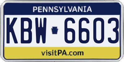 PA license plate KBW6603