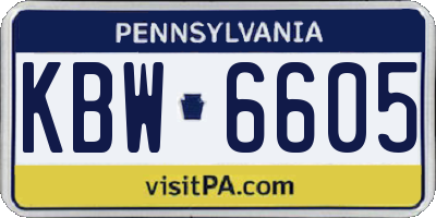 PA license plate KBW6605