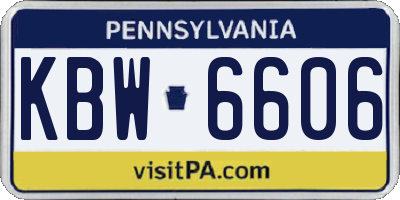 PA license plate KBW6606