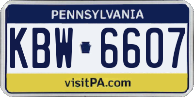 PA license plate KBW6607