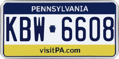 PA license plate KBW6608