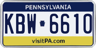 PA license plate KBW6610
