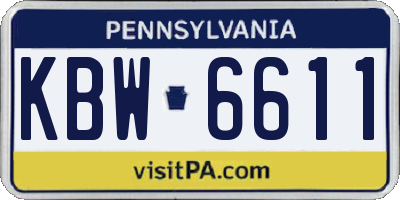 PA license plate KBW6611