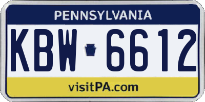PA license plate KBW6612