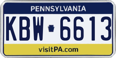 PA license plate KBW6613