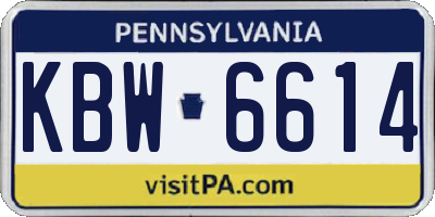 PA license plate KBW6614