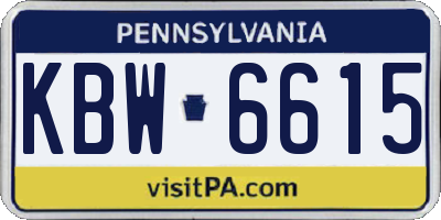 PA license plate KBW6615