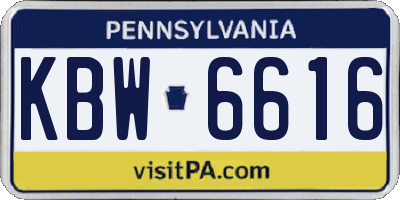 PA license plate KBW6616